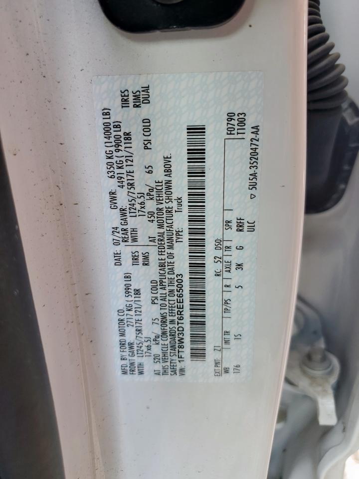 2024 Ford F350 Super Duty VIN: 1FT8W3DT6REE65003 Lot: 92268305