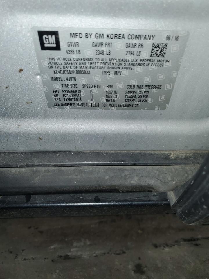 2017 Buick Encore Essence VIN: KL4CJCSBXHB005033 Lot: 91420005