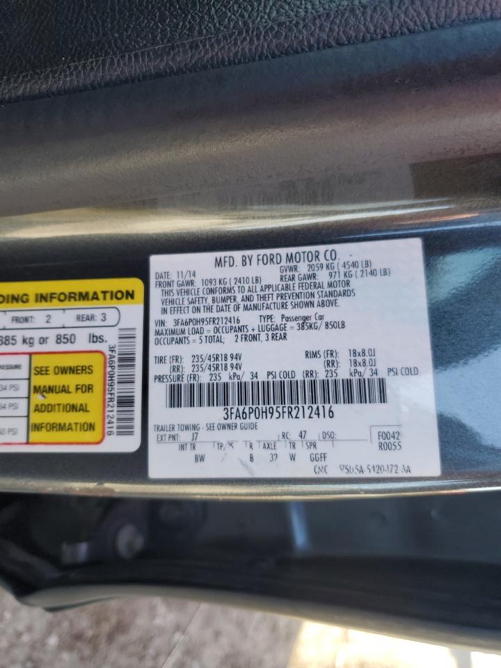 2015 Ford Fusion Se VIN: 3FA6P0H95FR212416 Lot: 91939335