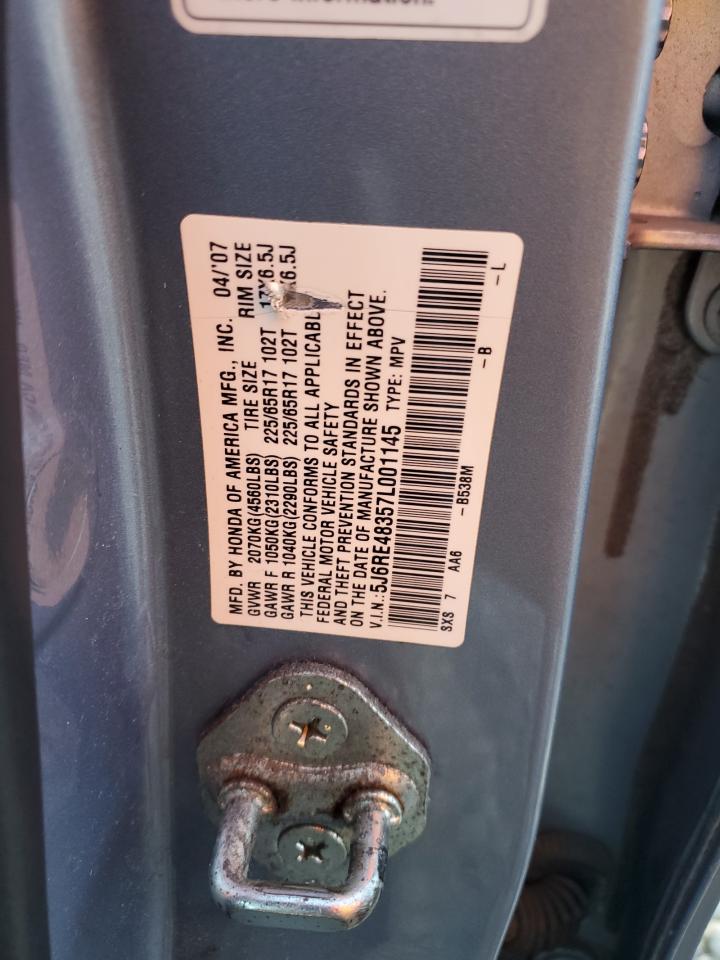 2007 Honda Cr-V Lx VIN: 5J6RE48357L001145 Lot: 90754595