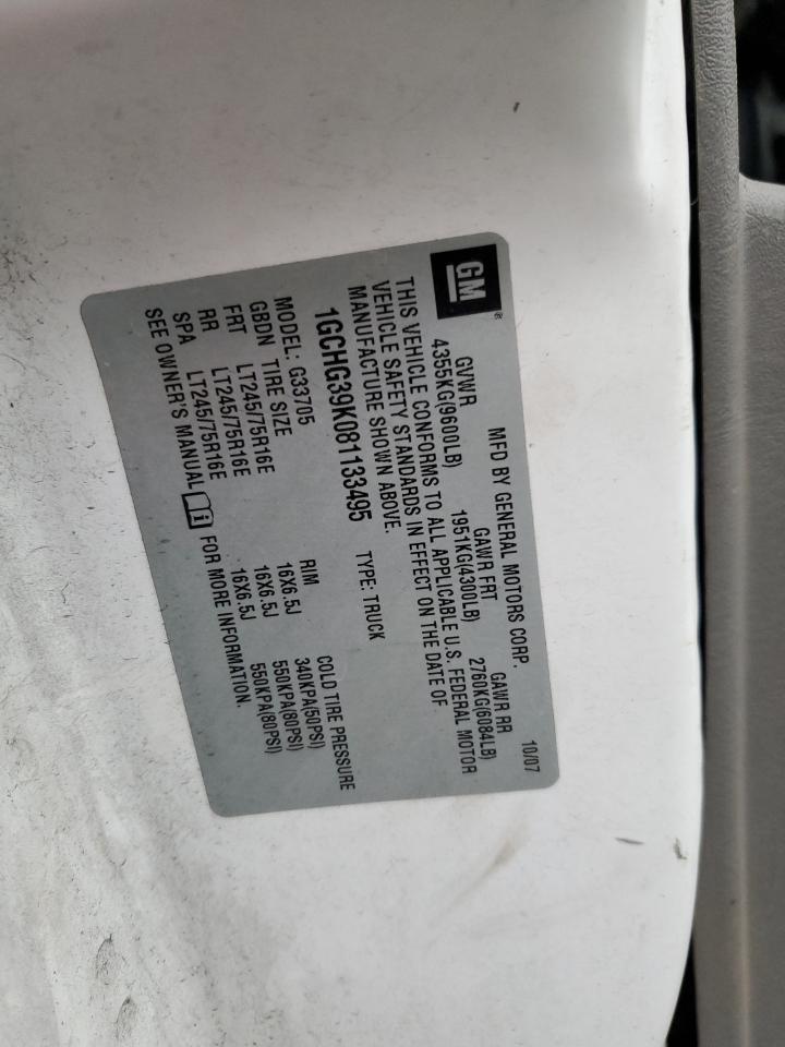 2008 Chevrolet Express G3500 VIN: 1GCHG39K081133495 Lot: 90361525