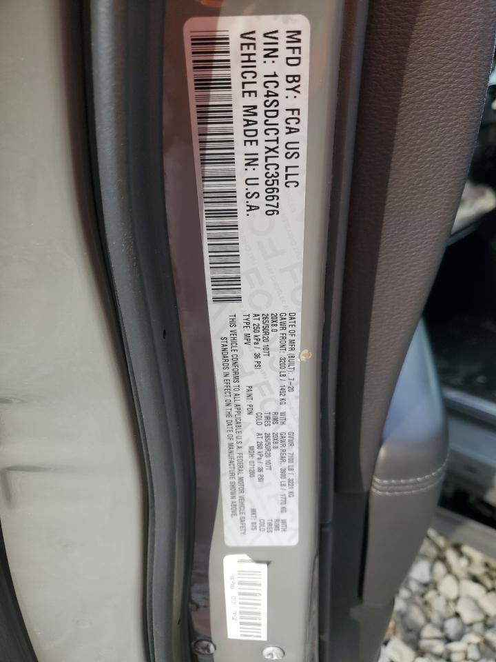 2020 Dodge Durango R/T VIN: 1C4SDJCTXLC356676 Lot: 91689475