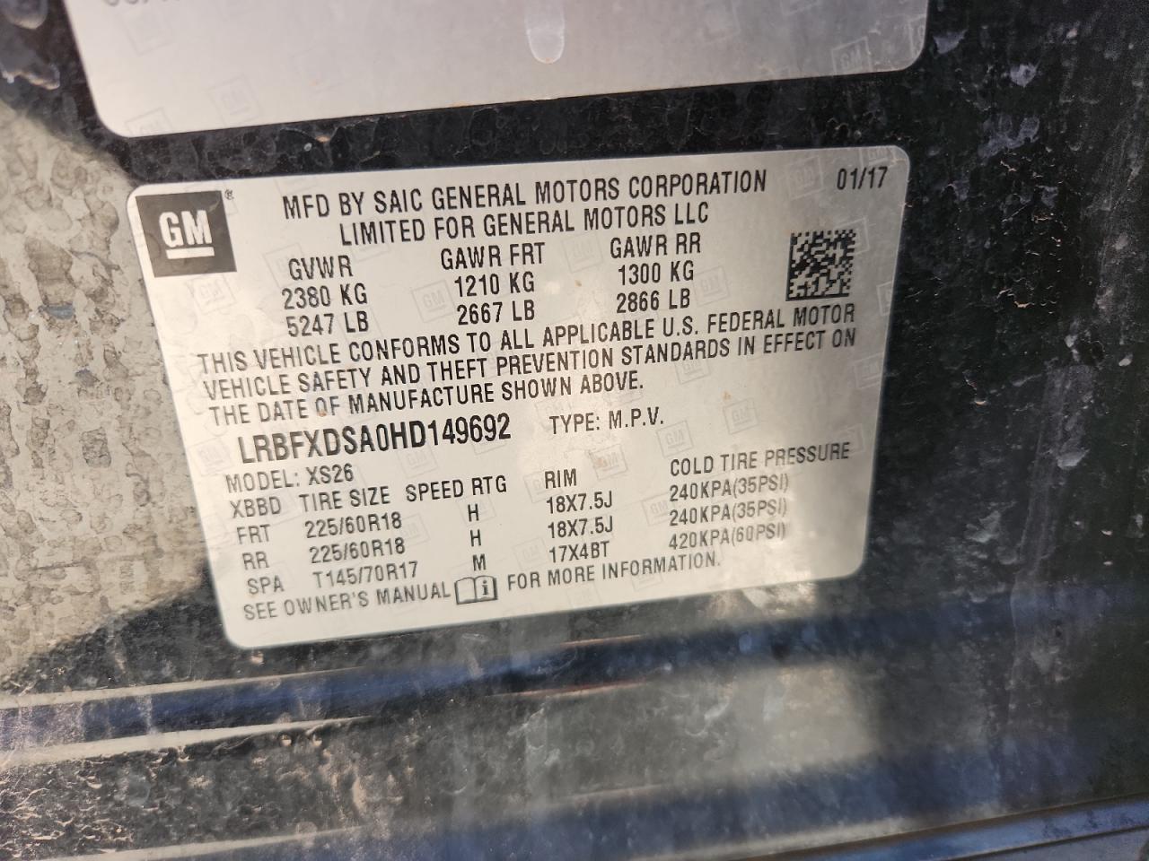 2017 Buick Envision Essence VIN: LRBFXDSA0HD149692 Lot: 91294385