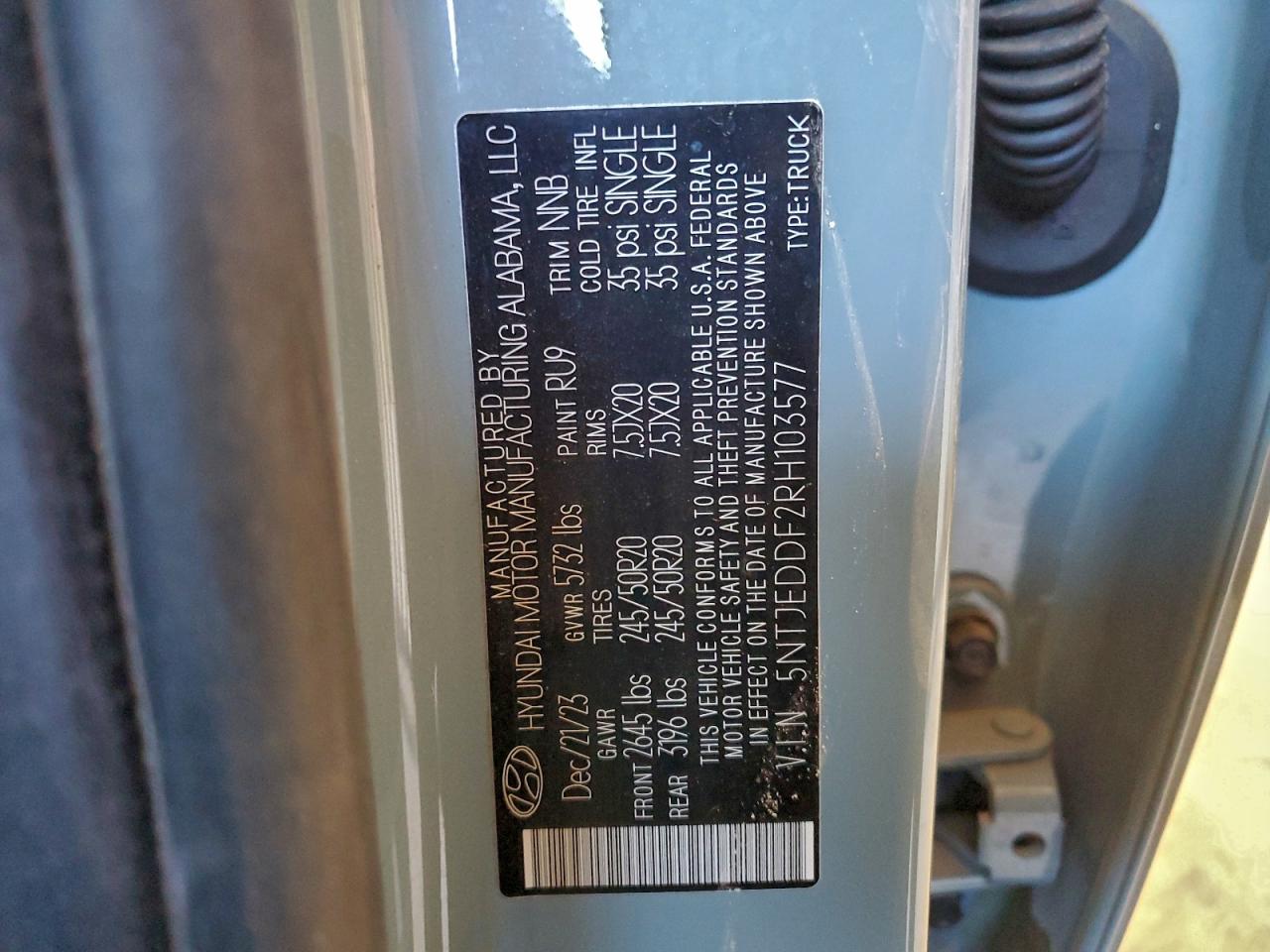 2024 Hyundai Santa Cruz Limited VIN: 5NTJEDDF2RH103577 Lot: 94266845