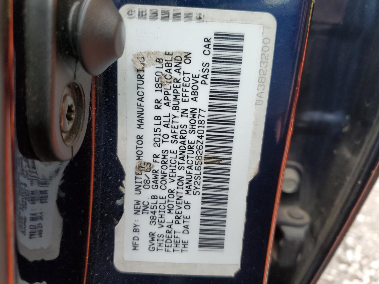 2006 Pontiac Vibe VIN: 5Y2SL65826Z401877 Lot: 91231495