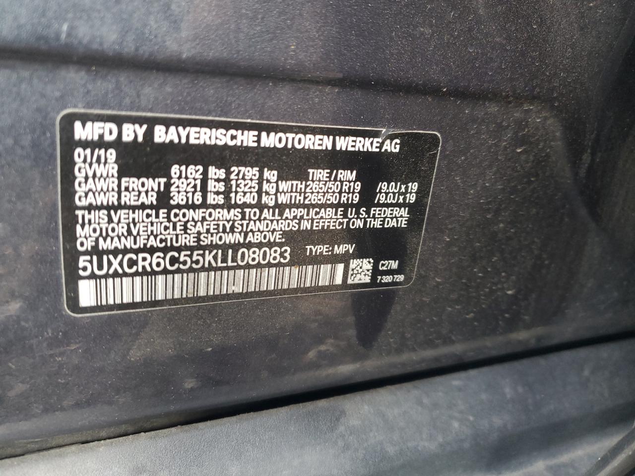 2019 BMW X5 xDrive40I VIN: 5UXCR6C55KLL08083 Lot: 91476095