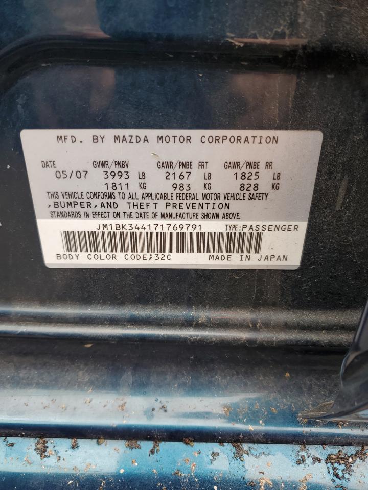 2007 Mazda 3 Hatchback VIN: JM1BK344171769791 Lot: 93691065