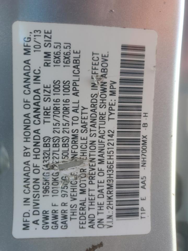 2014 Honda Cr-V Lx VIN: 2HKRM3H36EH512142 Lot: 92426585