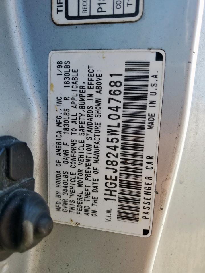 1998 Honda Civic Ex VIN: 1HGEJ8245WL047681 Lot: 90828945