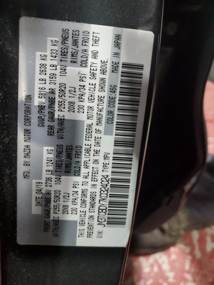 2019 Mazda Cx-9 Grand Touring VIN: JM3TCBDY7K0324024 Lot: 92805275