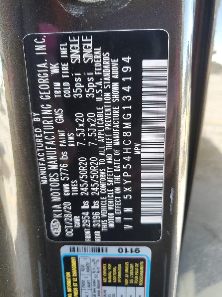 2021 Kia Telluride Sx VIN: 5XYP54HC8MG134194 Lot: 92348155