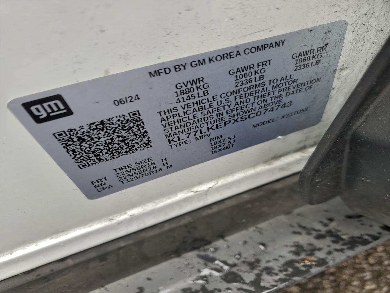 2025 Chevrolet Trax Activ VIN: KL77LKEPXSC074743 Lot: 93421165