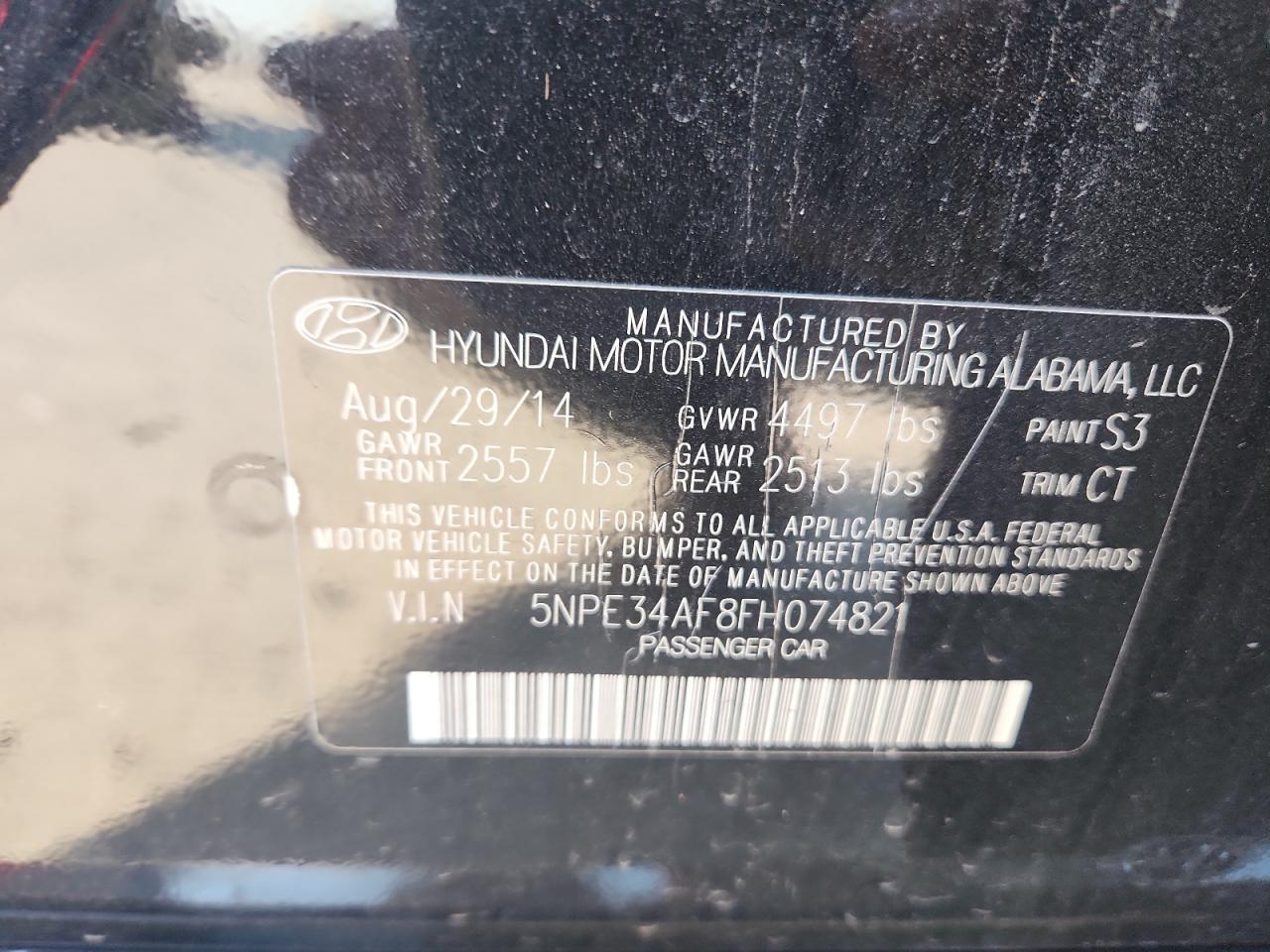 2015 Hyundai Sonata Sport VIN: 5NPE34AF8FH074821 Lot: 92890045