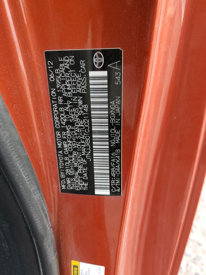 2012 Toyota Scion Iq VIN: JTNJJXB01CJ021148 Lot: 93513125