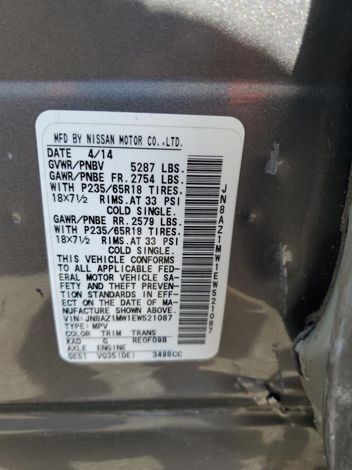 2014 Nissan Murano S VIN: JN8AZ1MW1EW521087 Lot: 92330825