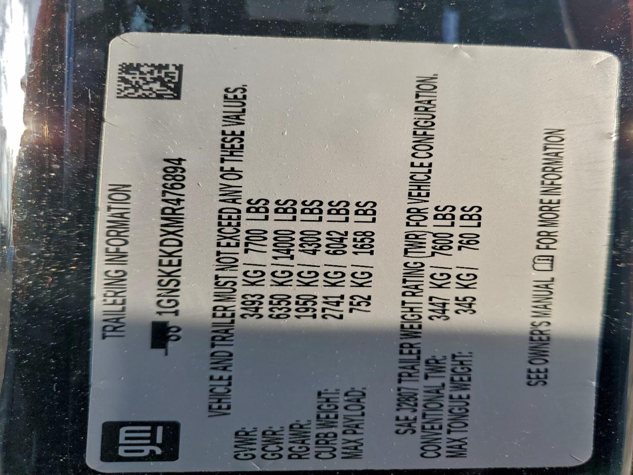 2021 Chevrolet Suburban K1500 Rst VIN: 1GNSKEKDXMR476894 Lot: 93533685