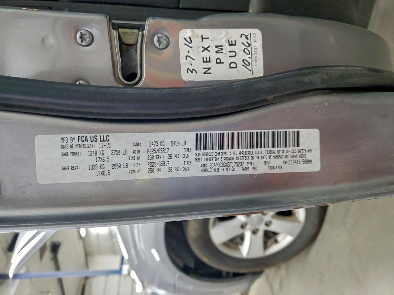 2016 Dodge Journey Sxt VIN: 3C4PDCBGXGT175237 Lot: 94324535