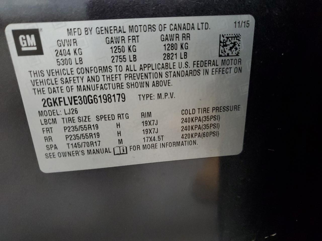 2016 GMC Terrain Denali VIN: 2GKFLVE30G6198179 Lot: 92379505