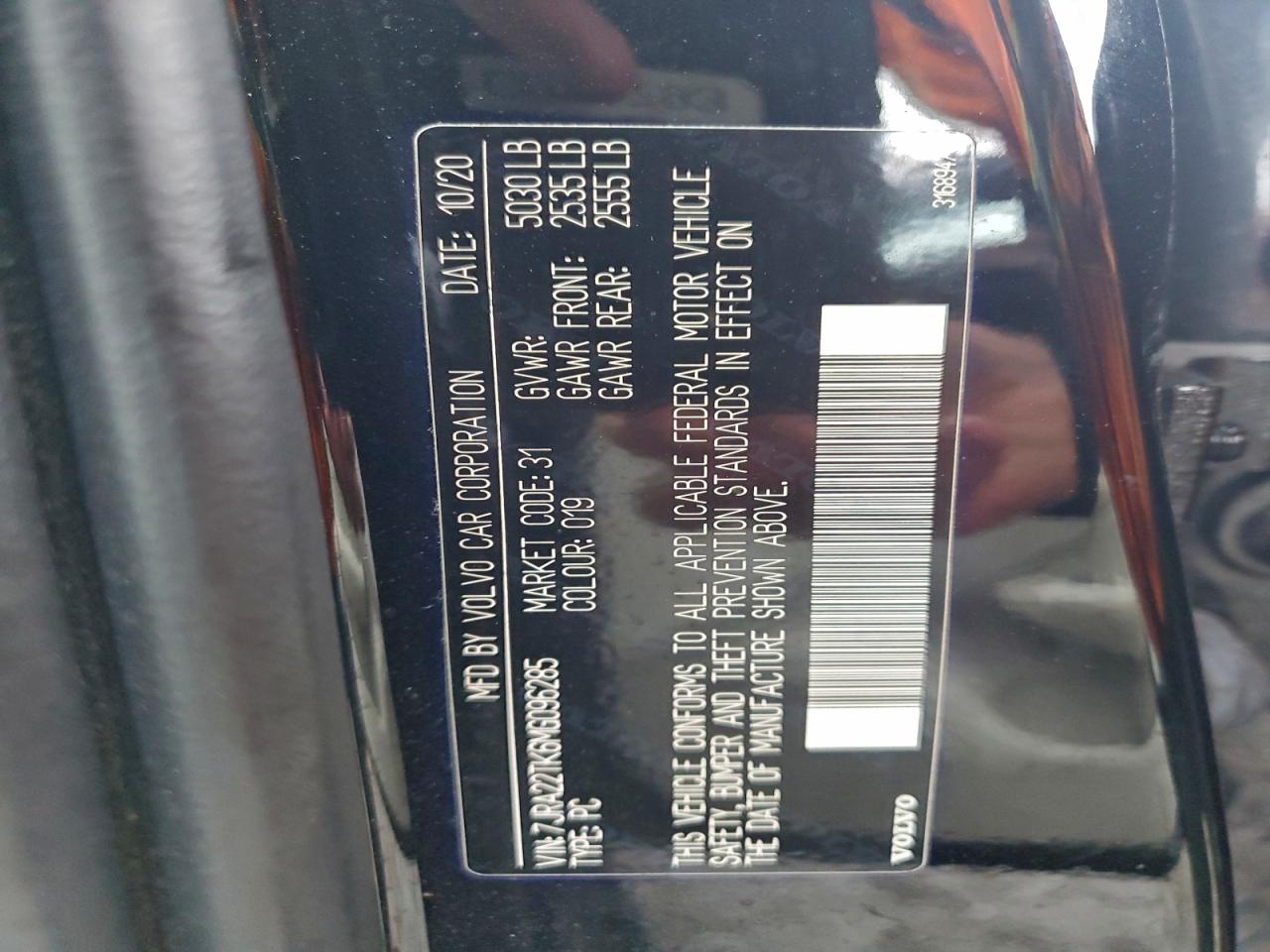 2021 Volvo S60 T6 Momentum VIN: 7JRA22TK6MG096285 Lot: 94480195