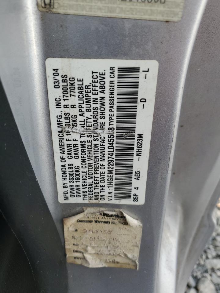 2004 Honda Civic Ex VIN: 1HGEM22974L045508 Lot: 92977045