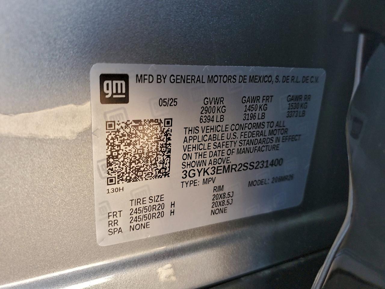 2025 Cadillac Optiq Sport VIN: 3GYK3EMR2SS231400 Lot: 94699015