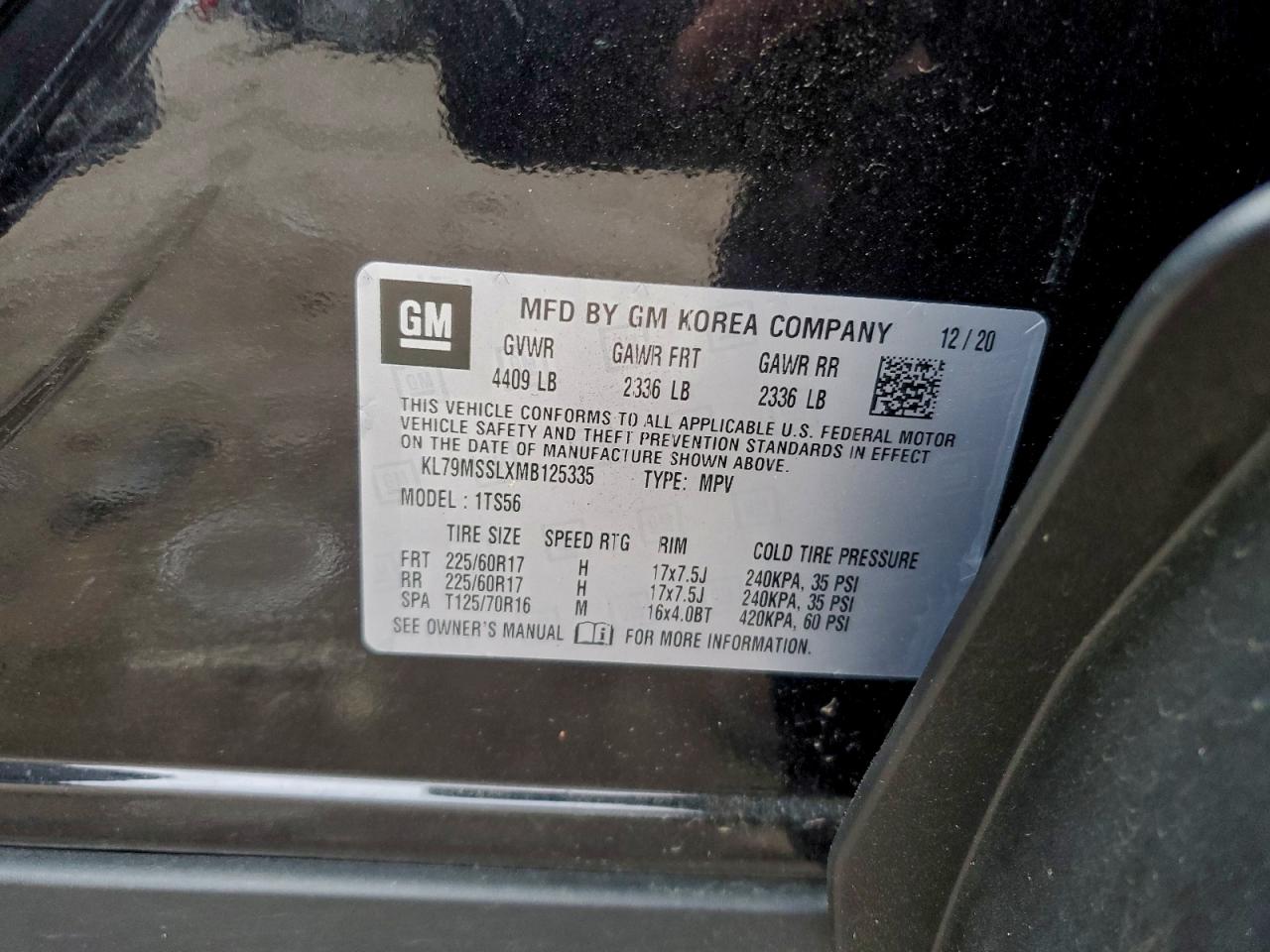 2021 Chevrolet Trailblazer Activ VIN: KL79MSSLXMB125335 Lot: 93397095