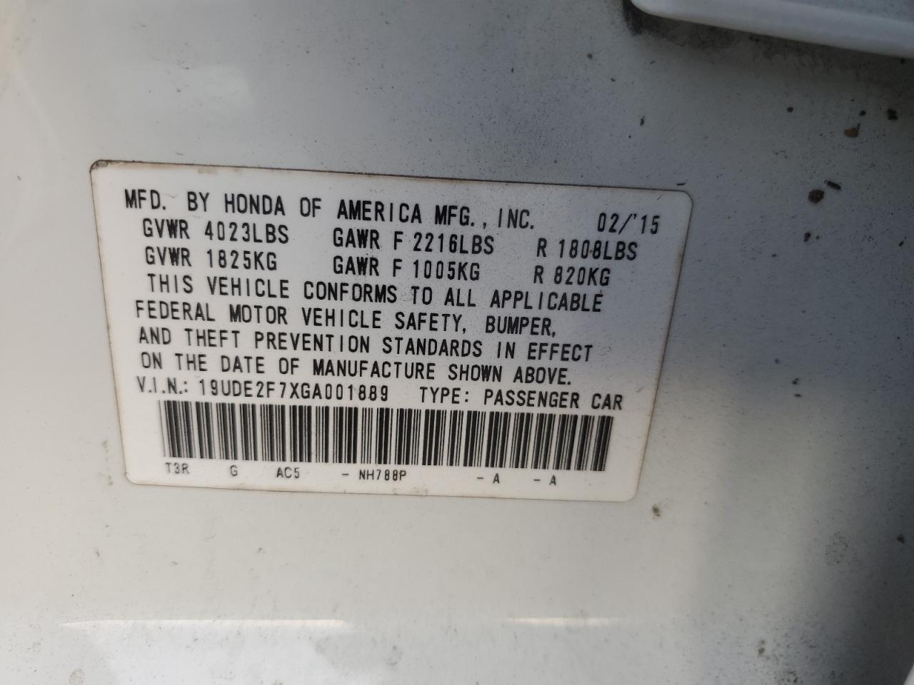 2016 Acura Ilx Premium VIN: 19UDE2F7XGA001889 Lot: 93505055