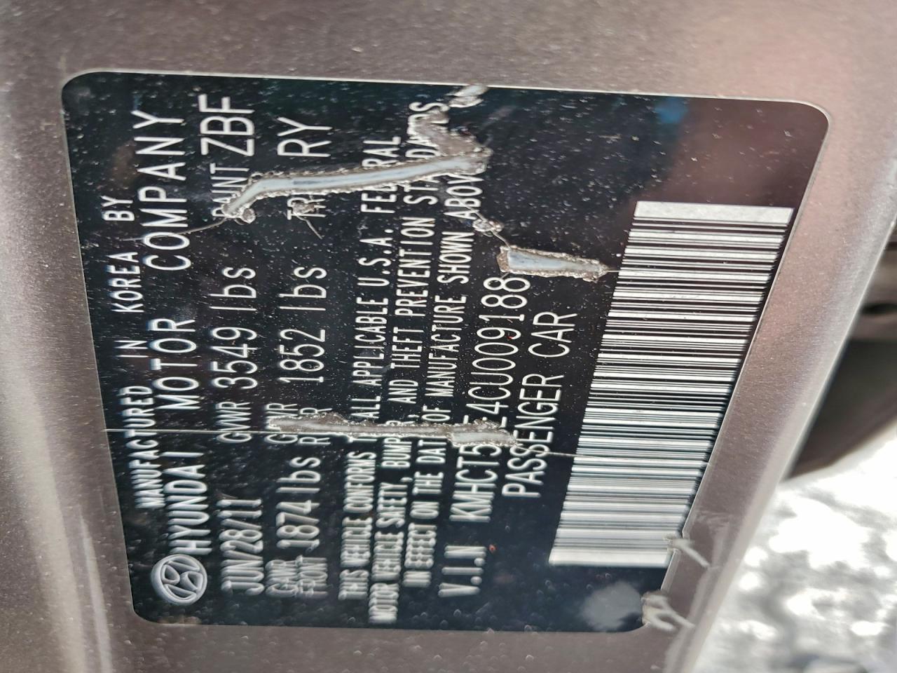 2012 Hyundai Accent Gls VIN: KMHCT5AE4CU009188 Lot: 94419595