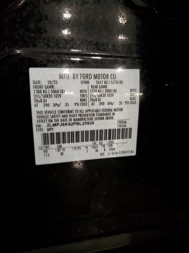 2023 Lincoln Nautilus Reserve VIN: 2LMPJ8K92PBL25926 Lot: 91861805