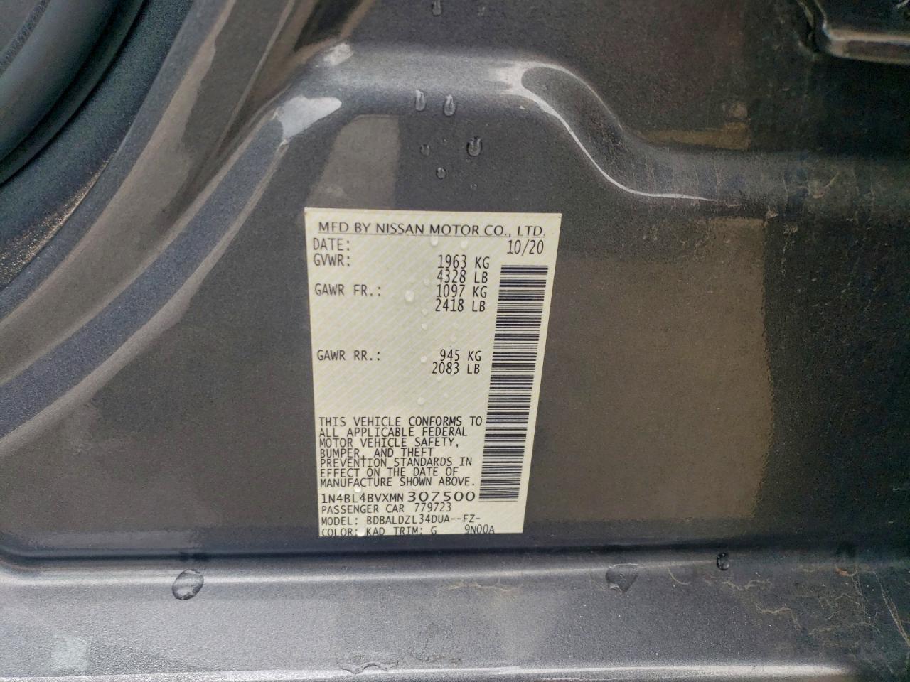 2021 Nissan Altima S VIN: 1N4BL4BVXMN307500 Lot: 94647345