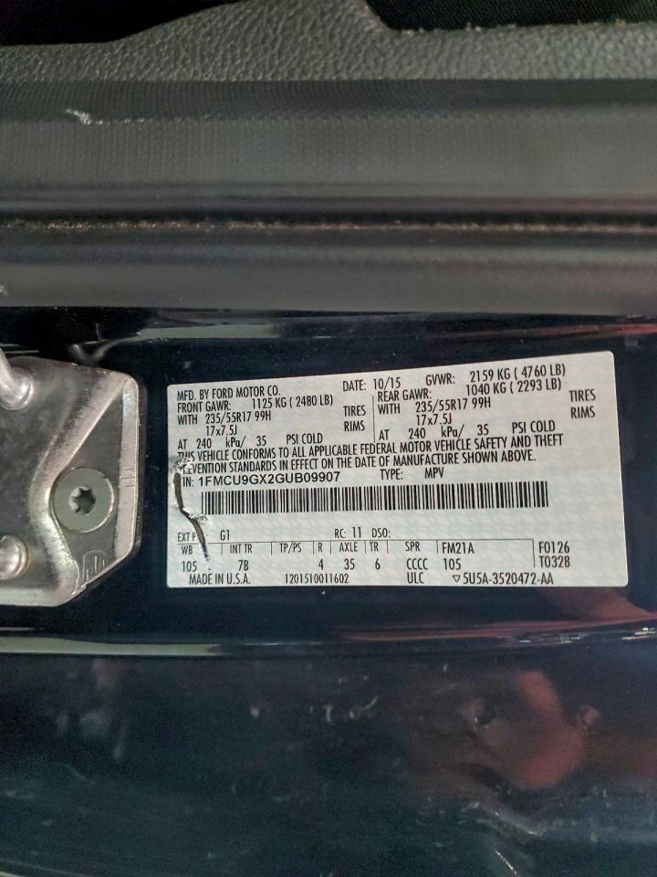 2016 Ford Escape Se VIN: 1FMCU9GX2GUB09907 Lot: 94479765