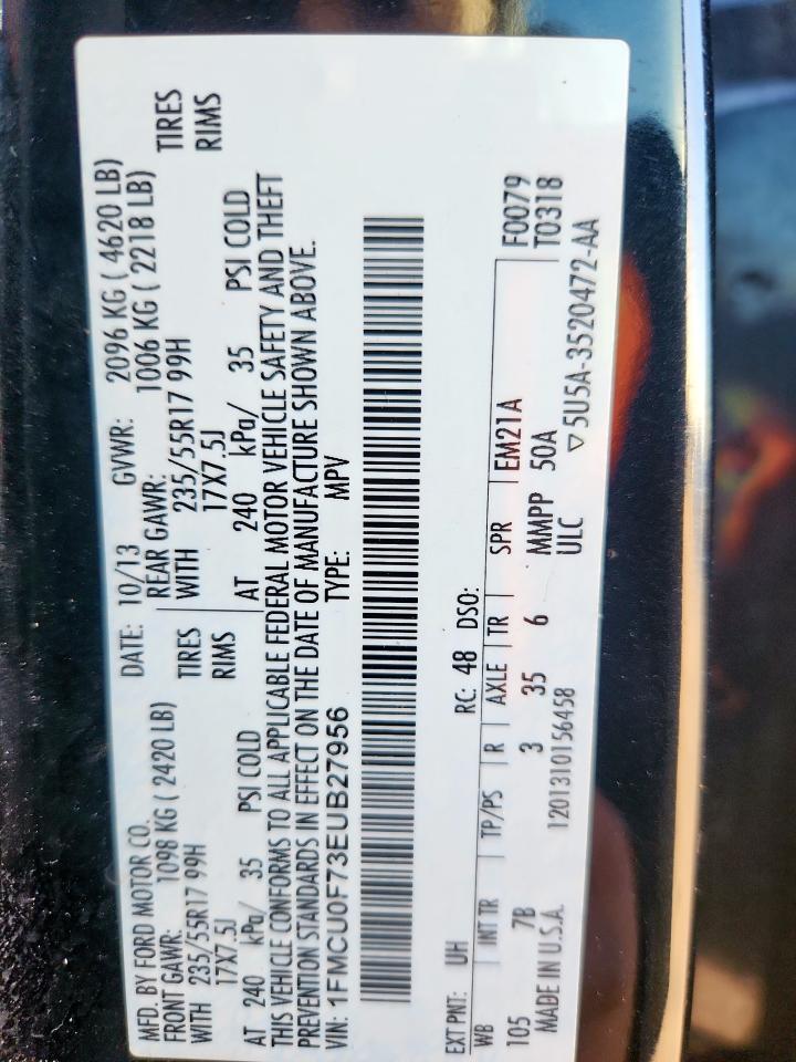 2014 Ford Escape S VIN: 1FMCU0F73EUB27956 Lot: 92256545