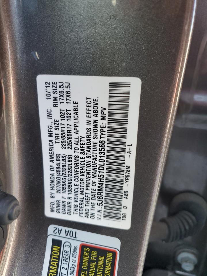 2013 Honda Cr-V Ex VIN: 5J6RM4H51DL013566 Lot: 91913375