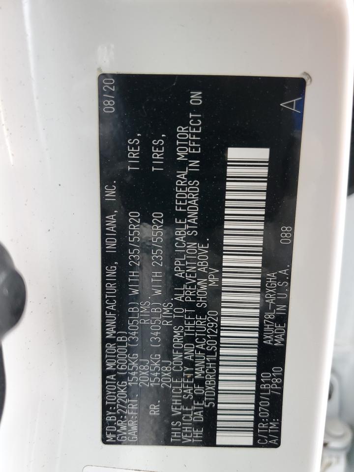 2020 Toyota Highlander Hybrid Limited VIN: 5TDXBRCH1LS012920 Lot: 93597025