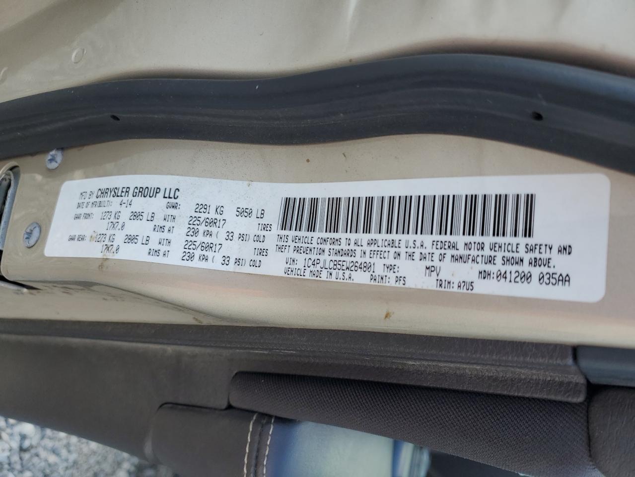 2014 Jeep Cherokee Latitude VIN: 1C4PJLCB5EW264801 Lot: 92350995