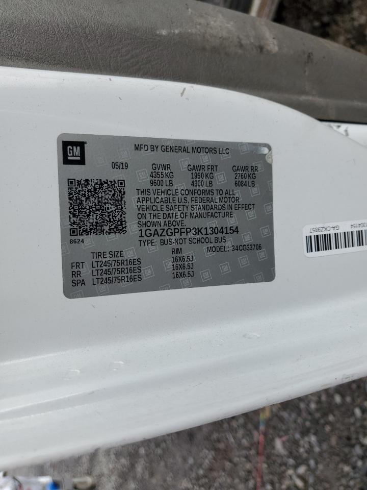 2019 Chevrolet Express G3500 Lt VIN: 1GAZGPFP3K1304154 Lot: 92760515