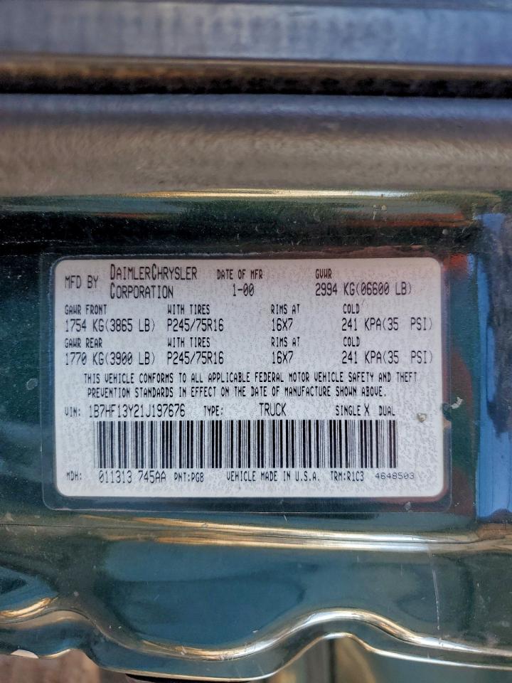 2001 Dodge Ram 1500 VIN: 1B7HF13Y21J197676 Lot: 94611015