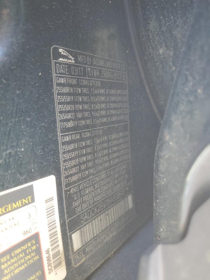 2017 Jaguar F-Pace Prestige VIN: SADCK2BV1HA898646 Lot: 92742555