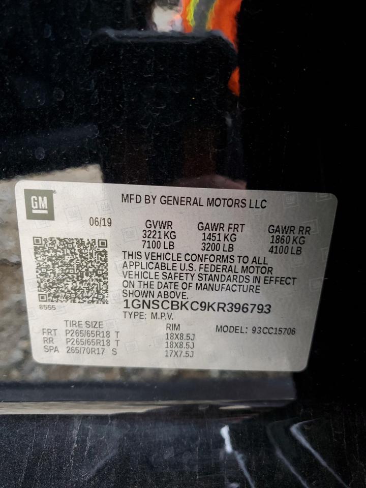 2019 Chevrolet Tahoe C1500 Lt VIN: 1GNSCBKC9KR396793 Lot: 93470065