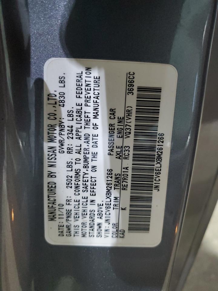 2011 Infiniti G37 VIN: JN1CV6ELXBM261266 Lot: 91431415