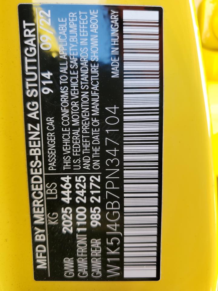 2023 Mercedes-Benz Cla 250 VIN: W1K5J4GB7PN347104 Lot: 92865065