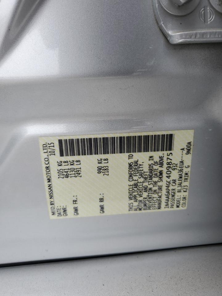 2016 Nissan Maxima 3.5S VIN: 1N4AA6AP4GC409875 Lot: 92906195