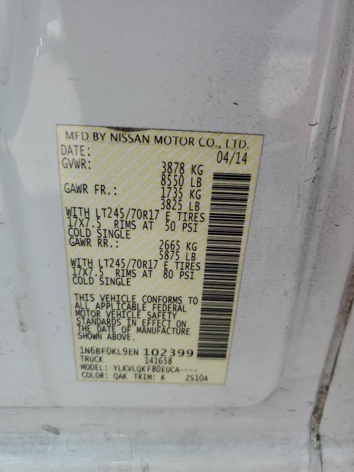 2014 Nissan Nv 1500 VIN: 1N6BF0KL9EN102399 Lot: 93644765