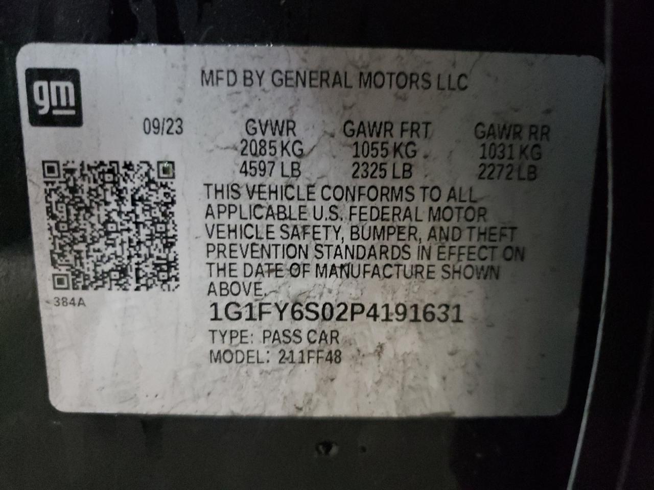 2023 Chevrolet Bolt Euv Lt VIN: 1G1FY6S02P4191631 Lot: 91285875