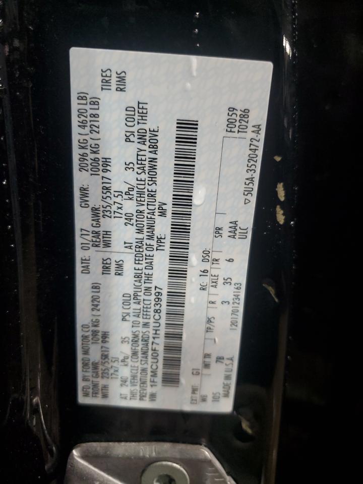 2017 Ford Escape S VIN: 1FMCU0F71HUC83997 Lot: 93464745