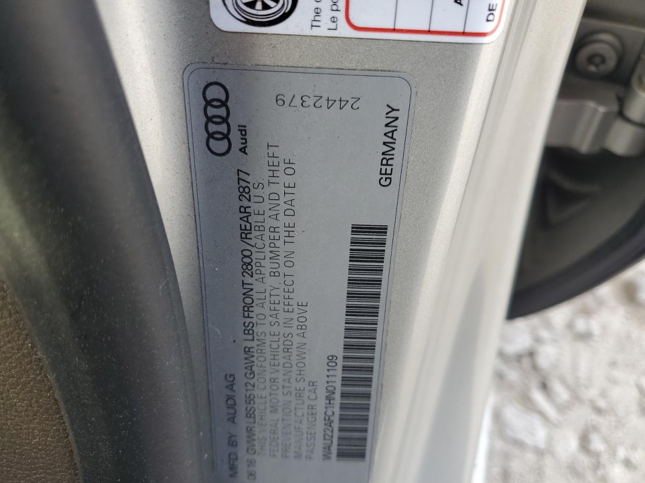 2017 Audi A7 Prestige VIN: WAU22AFC1HN011109 Lot: 91058805