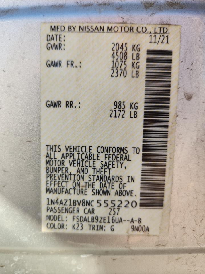 2022 Nissan Leaf S VIN: 1N4AZ1BV8NC555220 Lot: 86846445