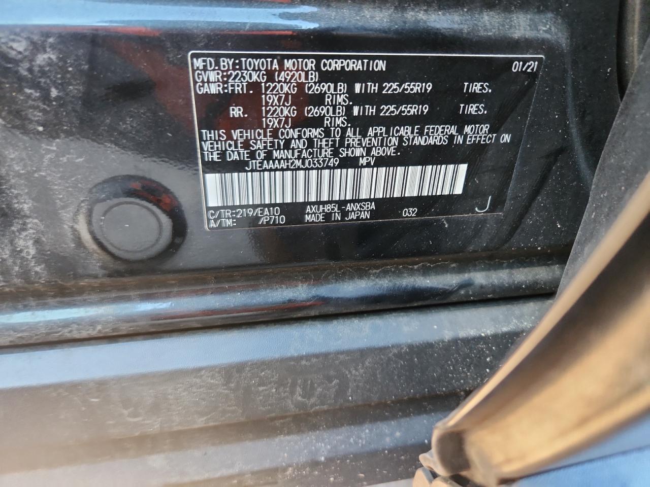 2021 Toyota Venza Le VIN: JTEAAAAH2MJ033749 Lot: 91780785