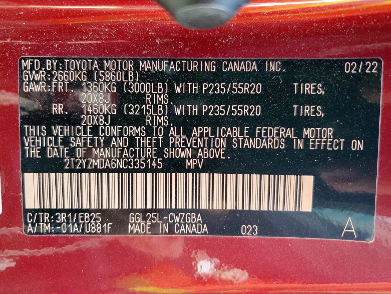 2022 Lexus Rx 350 F Sport VIN: 2T2YZMDA6NC335145 Lot: 93378105