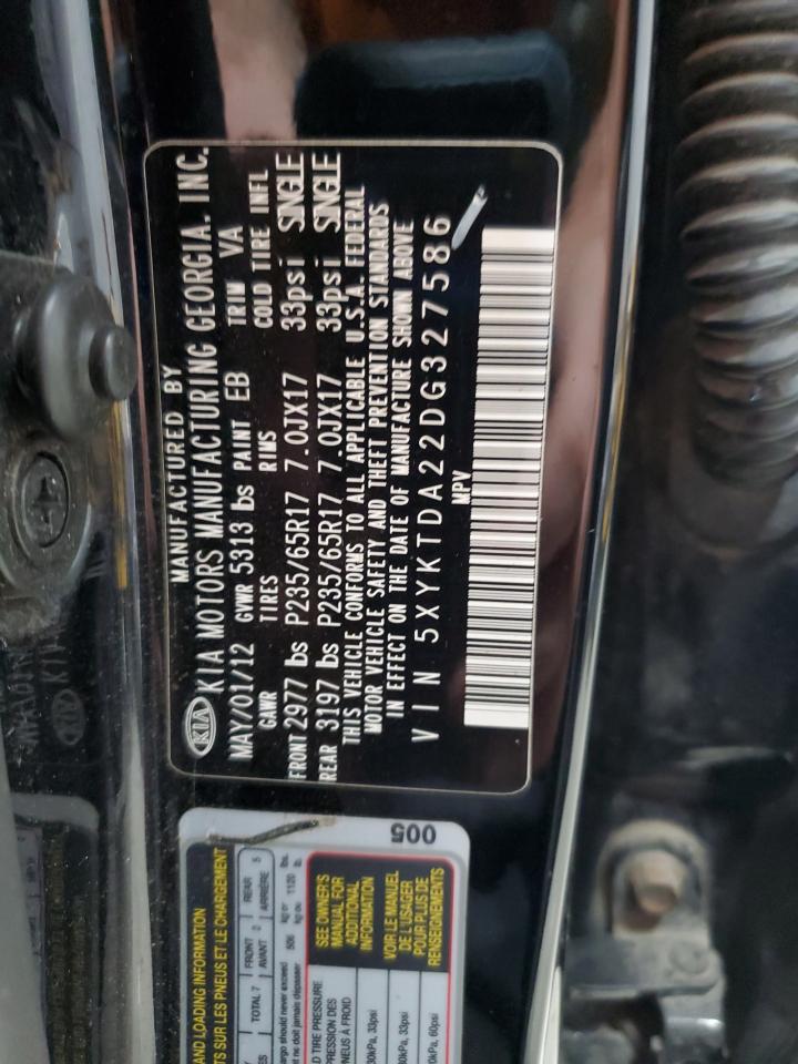 2013 Kia Sorento Lx VIN: 5XYKTDA22DG327586 Lot: 91666125